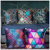 Vendola Decorative Satin 250TC Sofa Cushion Pillow Covers, Multicolor, Set of 5 Ethnic Cushion Covers
