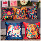 Vendola Decorative Satin 250TC Sofa Cushion Pillow Covers, Multicolor, Set of 5 Ethnic Cushion Covers