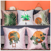 Vendola Decorative Satin 250TC Sofa Cushion Pillow Covers, Multicolor, Set of 5 Floral Cushion Covers(Wall Pot)