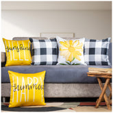 Vendola Decorative Satin 250TC Sofa Cushion Pillow Covers, Multicolor, Set of 5 Ethnic Cushion Covers