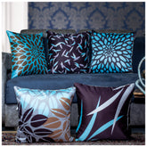 Vendola Decorative Satin 250TC Sofa Cushion Pillow Covers, Multicolor, Set of 5 Ethnic Cushion Covers