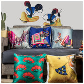 Vendola Decorative Satin 250TC Sofa Cushion Pillow Covers, Multicolor, Set of 5 Ethnic Cushion Covers