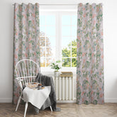 Vendola Floral Printed Matty Cotton Curtains for Windows & Doors | Stainless Steel Eyelets | Soft & Durable Fabric | Room Darkening & Privacy | Ginkgo Leaf Design | Living Room, Bedroom, Kids Room Decor