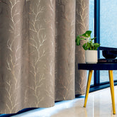 Vendola Premium Blackout Curtains with Shimmering Foil Print | Stainless Steel Eyelets | Matching Tie-Back Included | Elegant Beige | Light Blocking & Privacy Curtains for Living Room & Bedroom