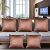 VENDOLA Premium Embossed Velvet Cushion Covers – Soft Decorative Throw Pillow Covers for Sofa, Bed & Living Room (Brown)