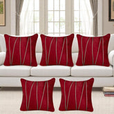Vendola Premium Velvet Cushion Covers with Elegant Golden Lace Detailing