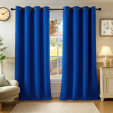 Premium Blackout Eyelet Curtains for Windows & Doors – 5 TO 9 Feet – Royal Blue – Grommet Top, Matching Tie Back, Noise Reducing, Thermal Insulated – (Set of 1 & 2 Panels)
