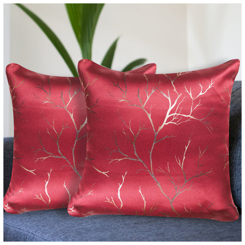 VENDOLA Premium Foil Print Cushion Covers – 250TC Polyester Decorative Pillow Covers for Modern Home Décor (Maroon)