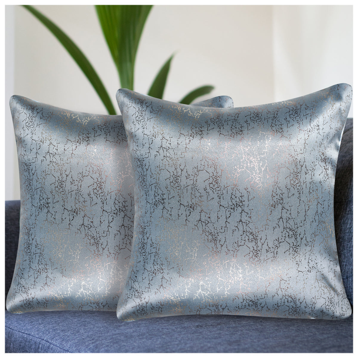 VENDOLA Premium Foil Print Cushion Covers – 250TC Polyester Decorative Pillow Covers for Modern Home Décor (Dark Grey)