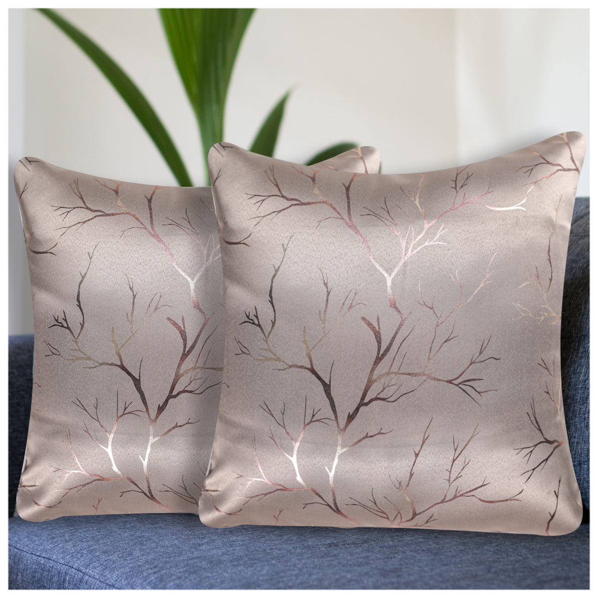 VENDOLA Premium Foil Print Cushion Covers – 250TC Polyester Decorative Pillow Covers for Modern Home Décor (Coffee)