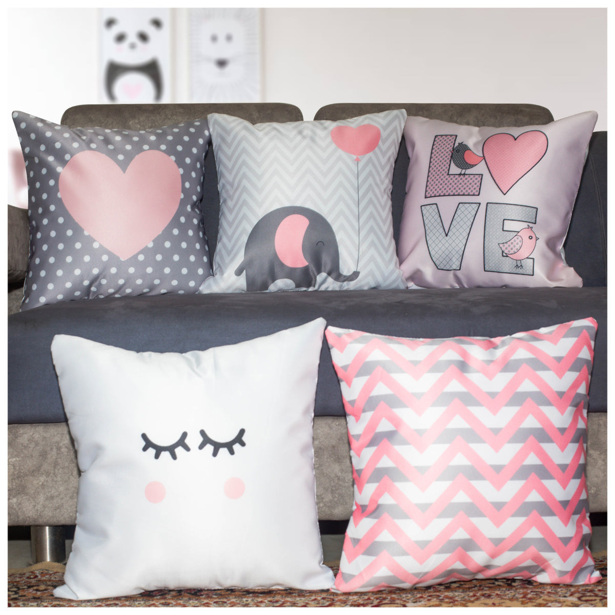 Vendola Decorative Satin 250TC Sofa Cushion Pillow Covers, Multicolor, Set of 5 Ethnic Cushion Covers