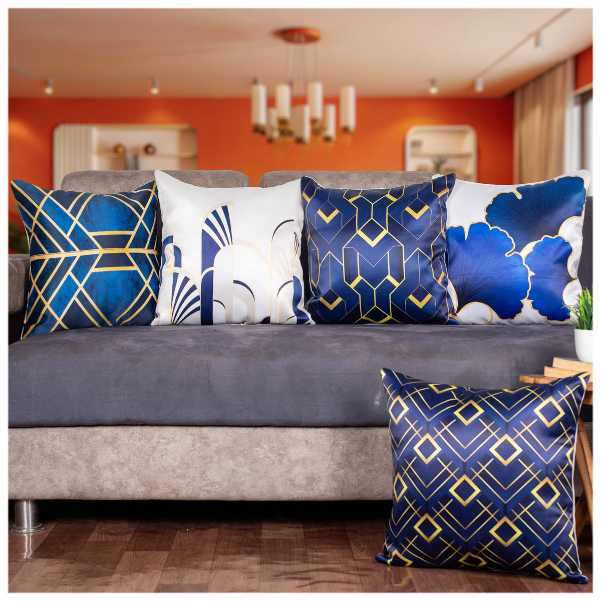 Vendola Decorative Satin 250TC Sofa Cushion Pillow Covers, Multicolor, Set of 5 Ethnic Cushion Covers