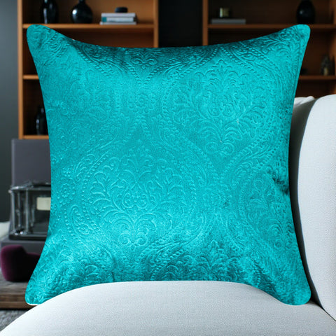 VENDOLA Premium Embossed Velvet Cushion Covers – Soft Decorative Throw Pillow Covers for Sofa, Bed & Living Room (Cyan)
