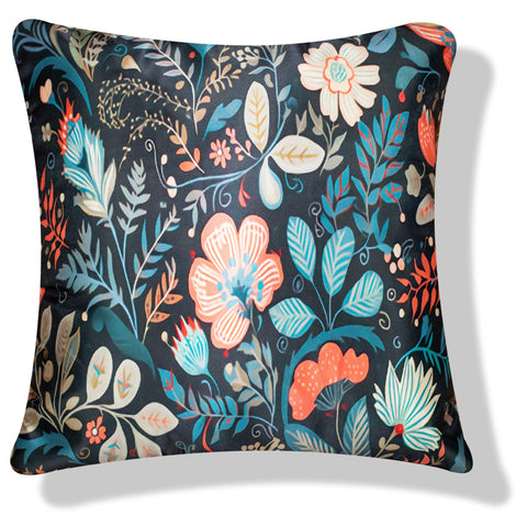 Vendola Decorative Satin 250TC Sofa Cushion Pillow Covers, Multicolor, Set of 5 Floral Cushion Covers(Foliso)