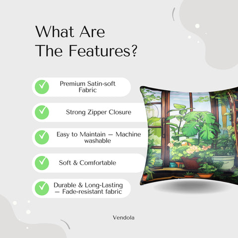 Vendola Decorative Satin 250TC Sofa Cushion Pillow Covers, Multicolor, Set of 5 Ethnic Cushion Covers