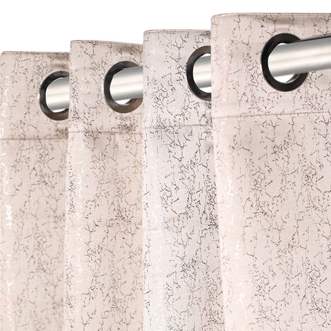 Vendola Premium Blackout Curtains with Shimmering Foil Print | Stainless Steel Eyelets | Matching Tie-Back Included | Elegant Beige | Light Blocking & Privacy Curtains for Living Room & Bedroom