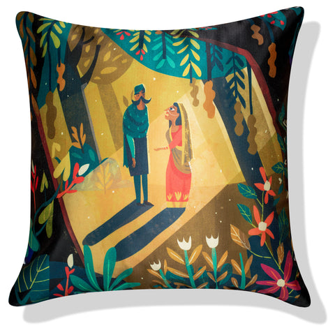 Vendola Decorative Satin 250TC Sofa Cushion Pillow Covers, Multicolor, Set of 5 Ethnic Cushion Covers