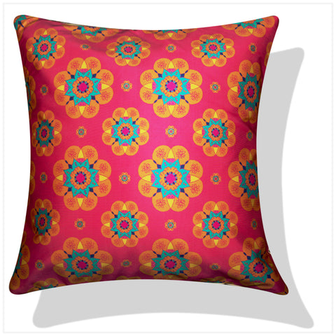 Vendola Decorative Satin 250TC Sofa Cushion Pillow Covers, Multicolor, Set of 5 Ethnic Cushion Covers