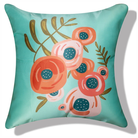 Vendola Decorative Satin 250TC Sofa Cushion Pillow Covers, Multicolor, Set of 5 Floral Cushion Covers(Maples)