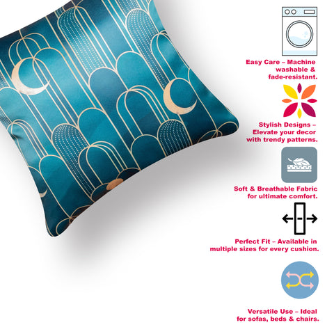 Vendola Decorative Satin 250TC Sofa Cushion Pillow Covers, Multicolor, Set of 5 Ethnic Cushion Covers