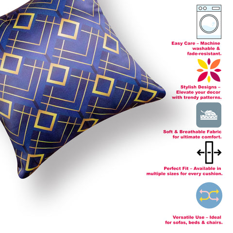 Vendola Decorative Satin 250TC Sofa Cushion Pillow Covers, Multicolor, Set of 5 Ethnic Cushion Covers