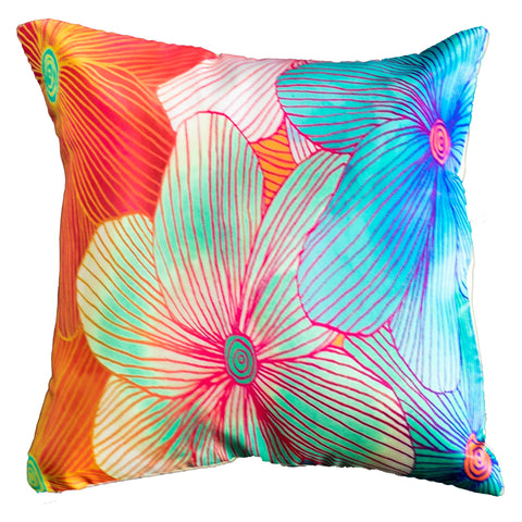 Vendola Decorative Satin 250TC Sofa Cushion Pillow Covers, Multicolor, Set of 5 Floral Cushion Covers(Florence)