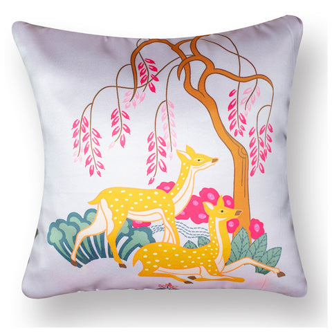 Vendola Decorative Satin 250TC Sofa Cushion Pillow Covers, Multicolor, Set of 5 Ethnic Cushion Covers