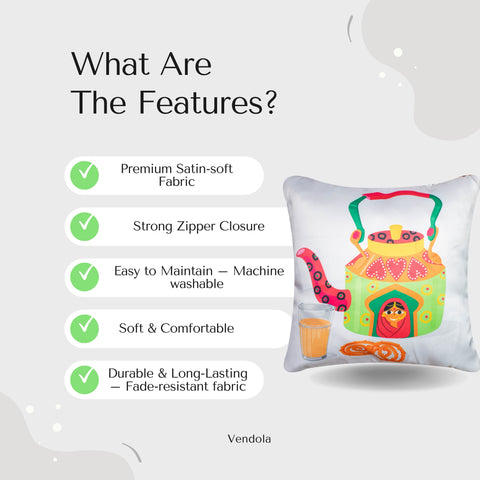 Vendola Decorative Satin 250TC Sofa Cushion Pillow Covers, Multicolor, Set of 5 Ethnic Cushion Covers