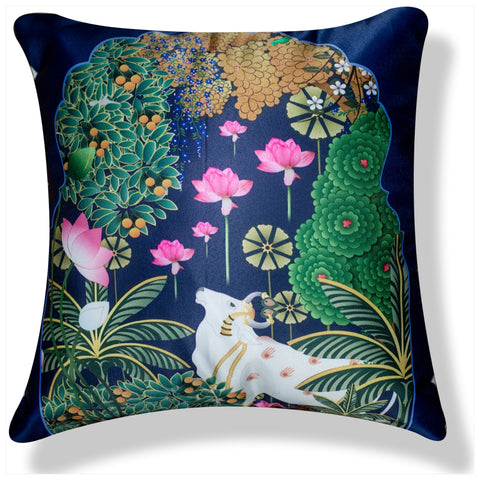 Vendola Decorative Satin 250TC Sofa Cushion Pillow Covers, Multicolor, Set of 5 Ethnic Cushion Covers