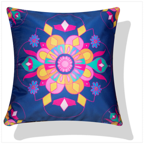 Vendola Decorative Satin 250TC Sofa Cushion Pillow Covers, Multicolor, Set of 5 Ethnic Cushion Covers