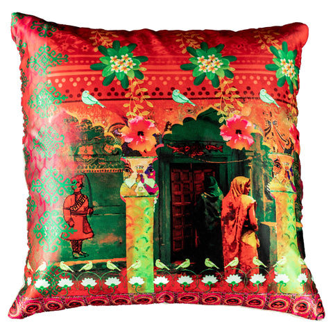 Vendola Decorative Satin 250TC Sofa Cushion Pillow Covers, Multicolor, Set of 5 Ethnic Cushion Covers