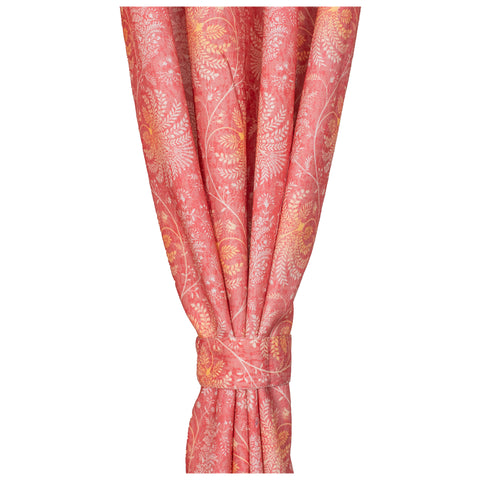 Vendola Floral Printed Matty Cotton Curtains for Windows & Doors | Stainless Steel Eyelets | Soft & Durable Fabric | Room Darkening & Privacy | Ginkgo Leaf Design | Living Room, Bedroom, Kids Room Decor Pink Vines