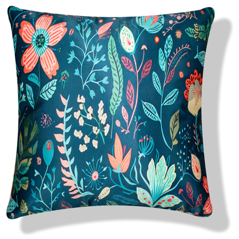 Vendola Decorative Satin 250TC Sofa Cushion Pillow Covers, Multicolor, Set of 5 Floral Cushion Covers(Foliso)