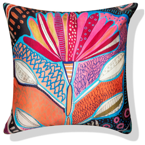 Vendola Decorative Satin 250TC Sofa Cushion Pillow Covers, Multicolor, Set of 5 Ethnic Cushion Covers