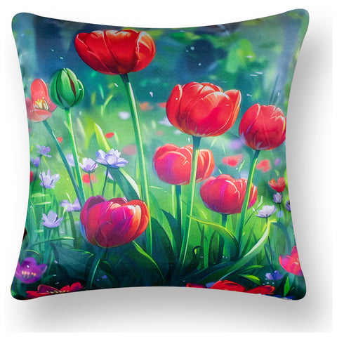 Vendola Decorative Satin 250TC Sofa Cushion Pillow Covers, Multicolor, Set of 5 Ethnic Cushion Covers