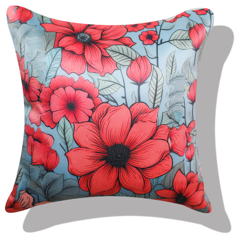 Vendola Floral Printed Satin Cushion Covers - Set of 5 | Soft & Vibrant Decorative Throw Pillow Covers for Sofa, Living Room, Bedroom
