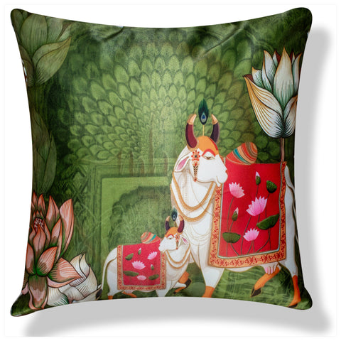 Vendola Decorative Satin 250TC Sofa Cushion Pillow Covers, Multicolor, Set of 5 Ethnic Cushion Covers