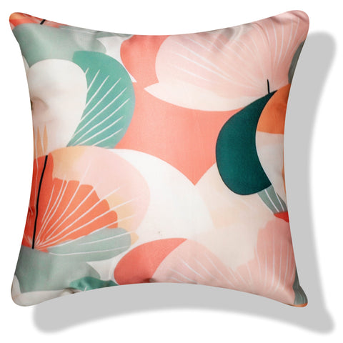 Vendola Decorative Satin 250TC Sofa Cushion Pillow Covers, Multicolor, Set of 5 Floral Cushion Covers(Foliage)