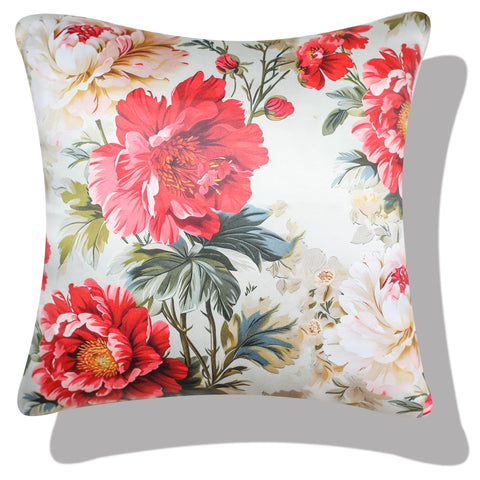 Vendola Floral Printed Satin Cushion Covers - Set of 5 | Soft & Vibrant Decorative Throw Pillow Covers for Sofa, Living Room, Bedroom
