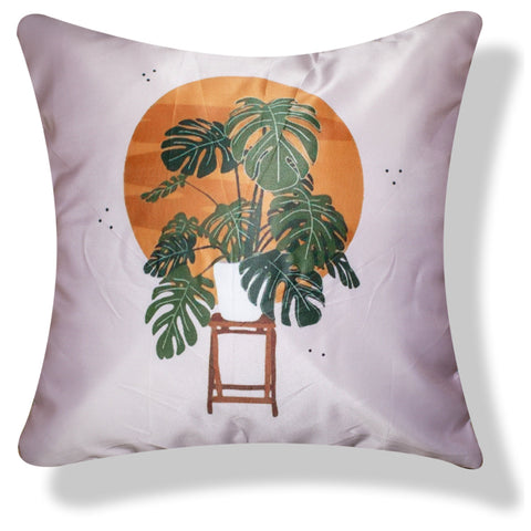 Vendola Decorative Satin 250TC Sofa Cushion Pillow Covers, Multicolor, Set of 5 Floral Cushion Covers(Wall Pot)