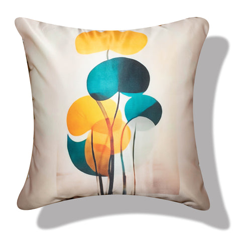 Vendola Set of 5 Modern Abstract Printed Satin Cushion Covers with Plain Microfiber Back & Zipper Closure – Vibrant Decorative Throw Pillow Covers for Sofa & Living Room