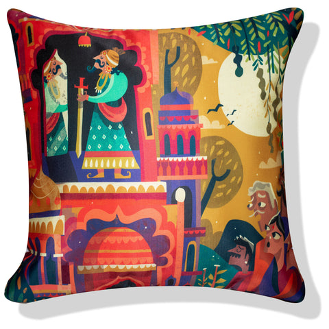 Vendola Decorative Satin 250TC Sofa Cushion Pillow Covers, Multicolor, Set of 5 Ethnic Cushion Covers