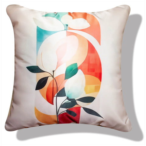 Vendola Decorative Satin 250TC Sofa Cushion Pillow Covers, Multicolor, Set of 5 Floral Cushion Covers(Mirabell)