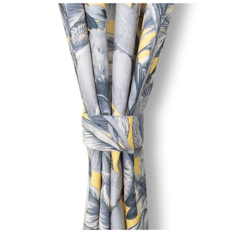 Vendola Floral Printed Matty Cotton Curtains for Windows & Doors | Stainless Steel Eyelets | Soft & Durable Fabric | Room Darkening & Privacy | Ginkgo Leaf Design | Living Room, Bedroom, Kids Room Decor Yellow Patra