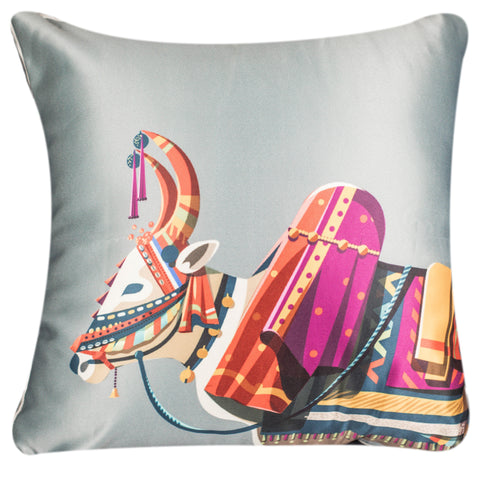 Vendola Decorative Satin 250TC Sofa Cushion Pillow Covers, Multicolor, Set of 5 Ethnic Cushion Covers