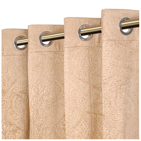 Vendola Velvet Embossed Curtains with Stainless Steel Eyelets & Matching Tie-Backs – Soft Luxury Window Drapes for Living Room & Bedroom