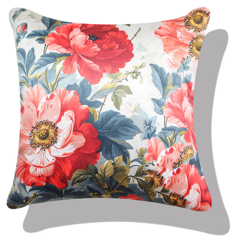 Vendola Floral Printed Satin Cushion Covers - Set of 5 | Soft & Vibrant Decorative Throw Pillow Covers for Sofa, Living Room, Bedroom