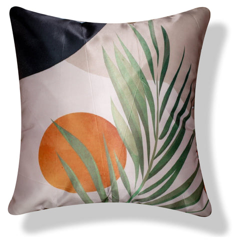 Vendola Decorative Satin 250TC Sofa Cushion Pillow Covers, Multicolor, Set of 5 Floral Cushion Covers(Wall Pot)