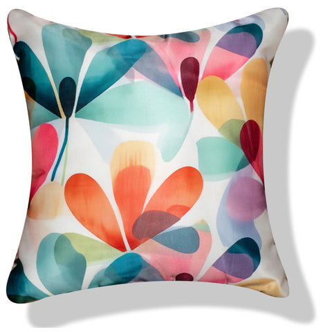 Vendola Decorative Satin 250TC Sofa Cushion Pillow Covers, Multicolor, Set of 5 Floral Cushion Covers(Foliage)