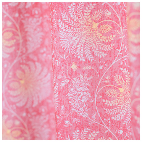 Vendola Floral Printed Matty Cotton Curtains for Windows & Doors | Stainless Steel Eyelets | Soft & Durable Fabric | Room Darkening & Privacy | Ginkgo Leaf Design | Living Room, Bedroom, Kids Room Decor Pink Vines